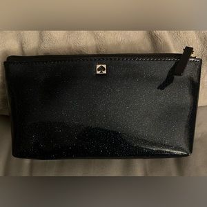 Kate Spade Black Glitter Cosmetic Bag